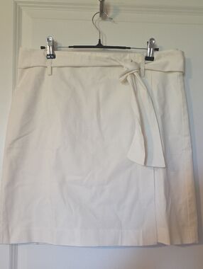 LOFT Ivory Tie-Front Mini Skirt